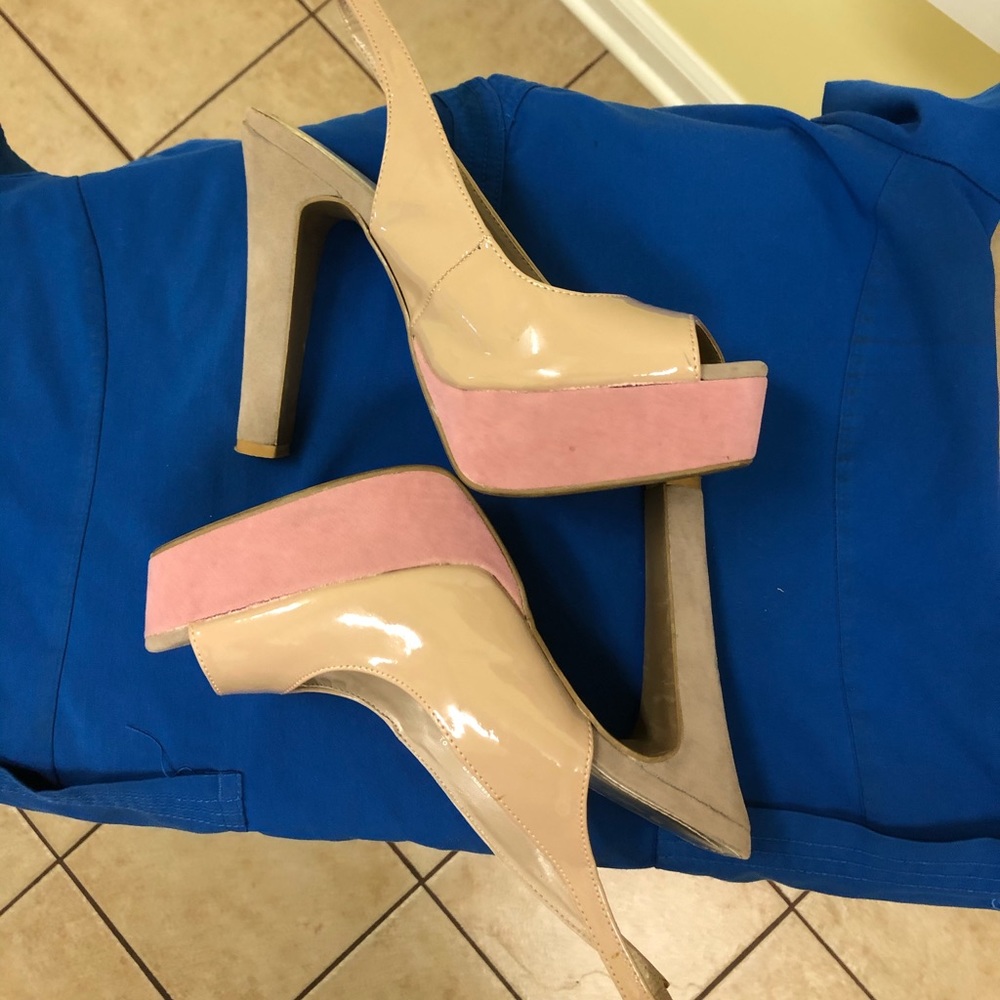 Patent and suede heels